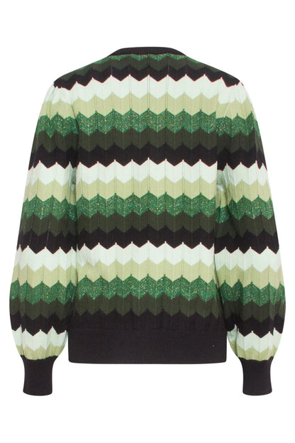 GROENE ZIGZAG GEBREIDE TOP