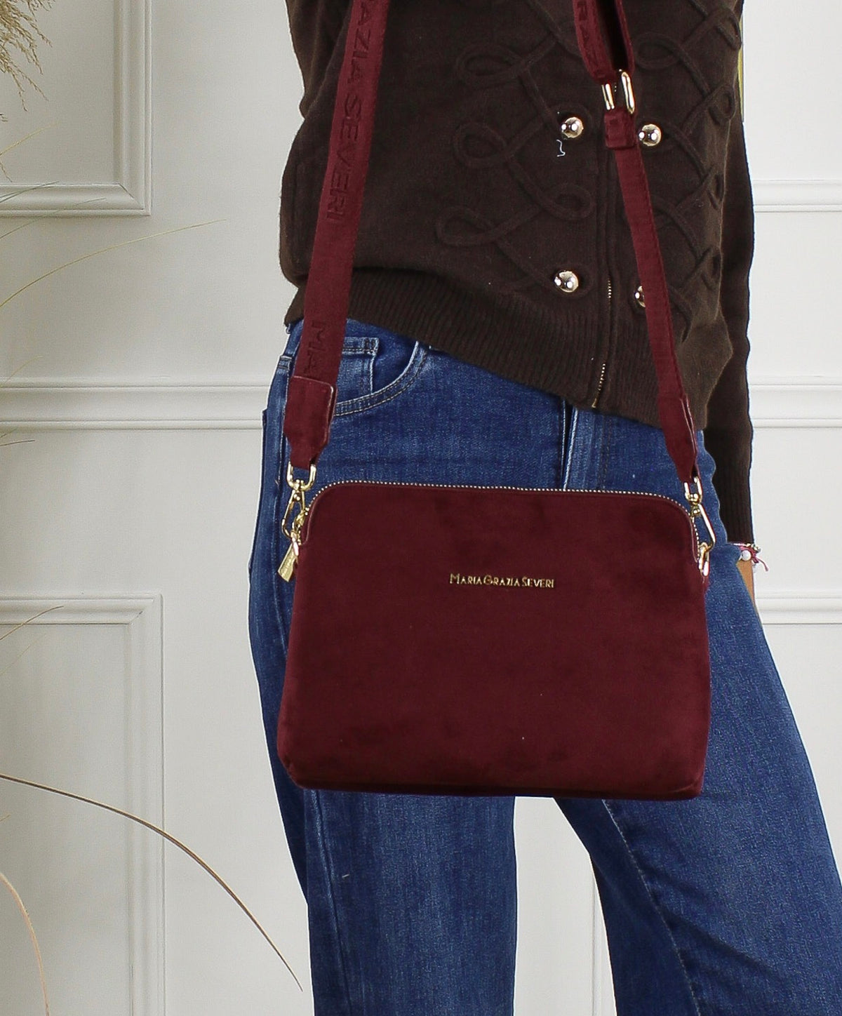 Bordeaux suède handtas