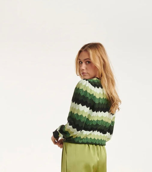 GROENE ZIGZAG GEBREIDE TOP