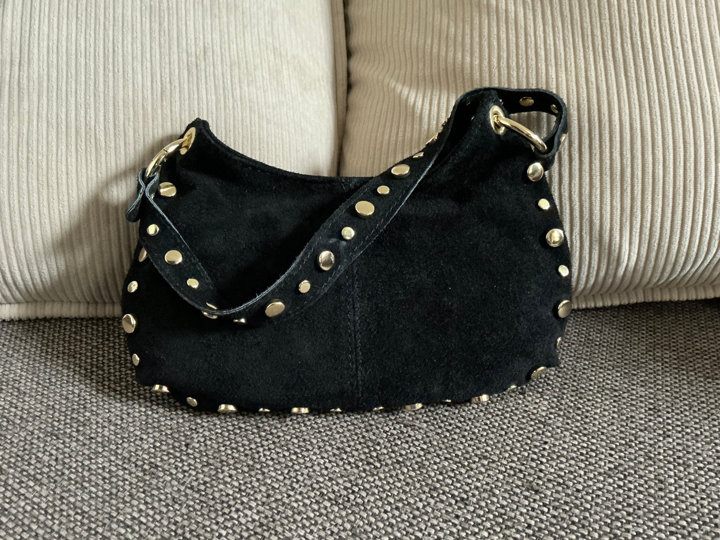 Zwarte suède handtas