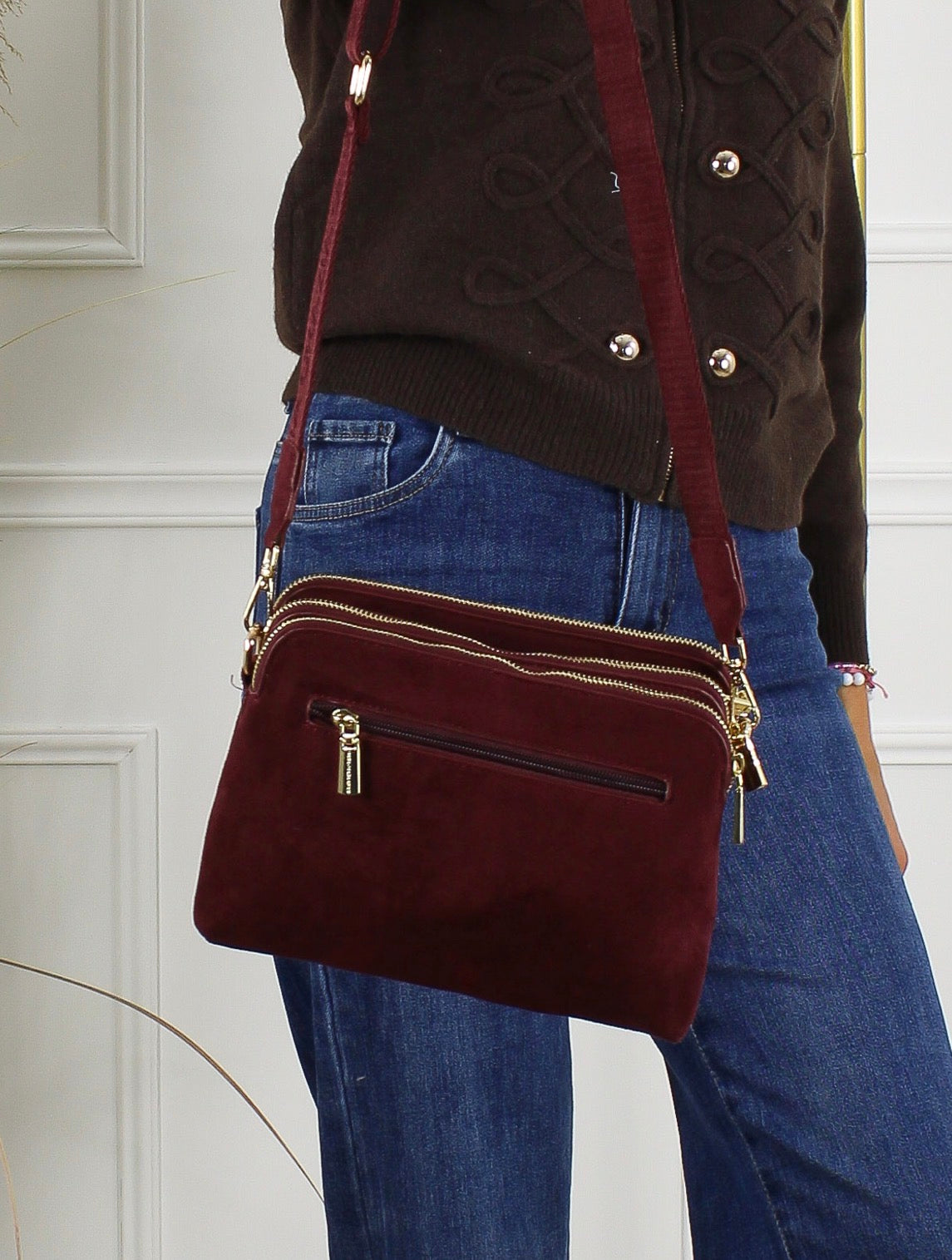 Bordeaux suède handtas